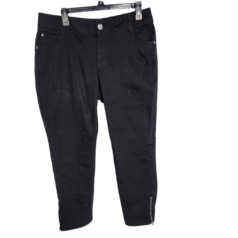 Lane Bryant Womens Jeans Size 14 Black Skinny Zip Ankle Genius Fit Shape Stretch